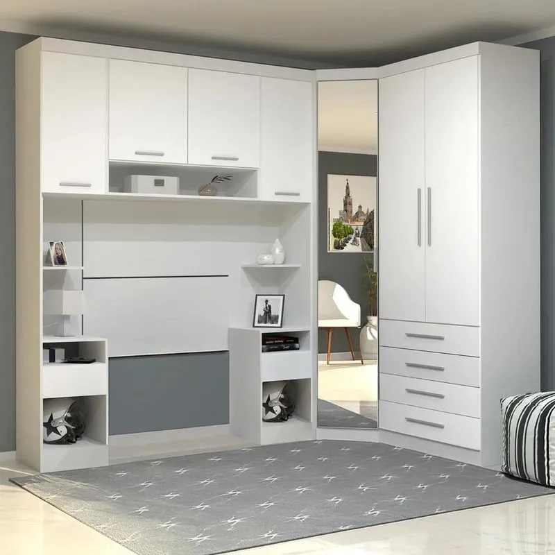 Guarda Roupa Solteiro Modulado Cp05 Taiga Branco L01 - Mpozenato