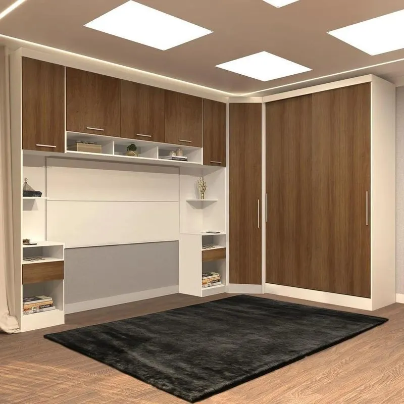 Guarda Roupa Queen Modulado Cp07 Taiga Branco/Avelã L01 - Mpozenato