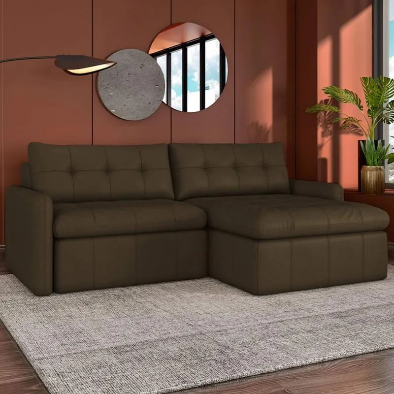 Sofá Retrátil 4 Lugares Para Sala 264cm Elios Couro Capuccino Z55 - Mpozenato