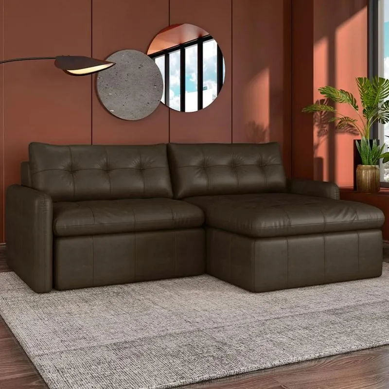 Sofá Retrátil 3 Lugares Para Sala 224cm Elios Couro Castanho Z55 - Mpozenato