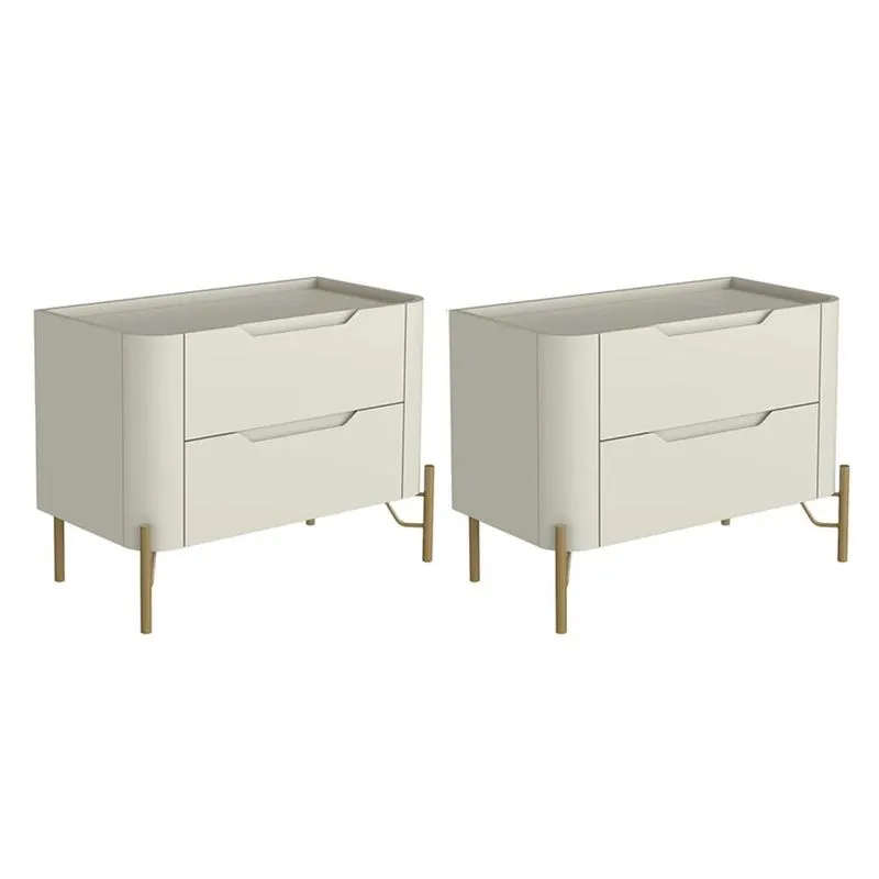 Mesa Cabeceira Para Quarto 68cm Kit 2 Becca Luna/dourado I06 - Mpozenato