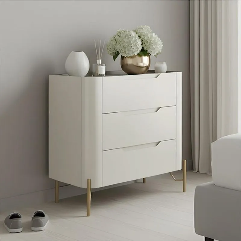 Mesa Cabeceira Quarto 68cm 3 Gavetas Blen Luna/dourado I06 - Mpozenato