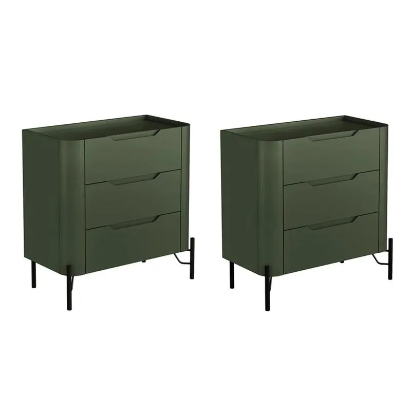 Mesa Cabeceira Para Quarto 68cm Kit 2 Blen Musgo/preto I06 - Mpozenato