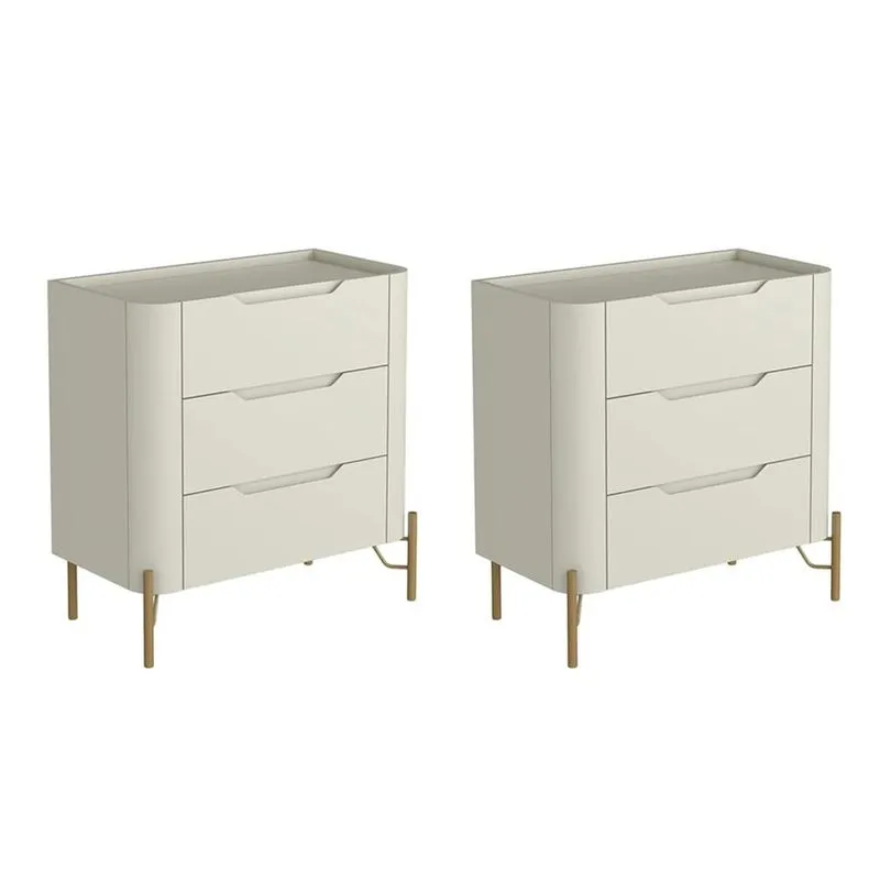 Mesa Cabeceira Para Quarto 68cm Kit 2 Blen Luna/dourado I06 - Mpozenato