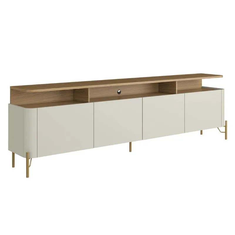 Rack Tv 55 Pol 180cm Portas Lisas Blen Louro/luna/dourado I06 - Mpozenato