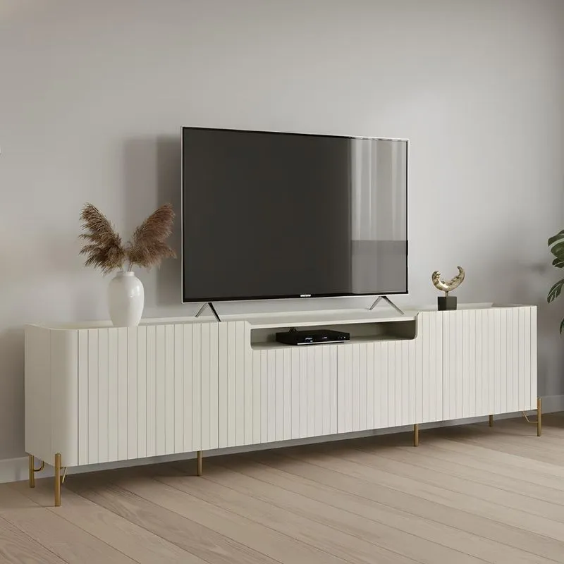 Rack Tv 75 Pol 220cm 4 Portas Brise Blen Luna/dourado I06 - Mpozenato
