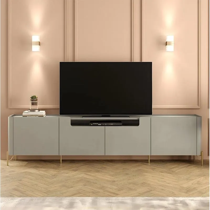 Rack Tv 75 Pol 220cm 4 Portas Lisas Blen Grigio/dourado I06 - Mpozenato