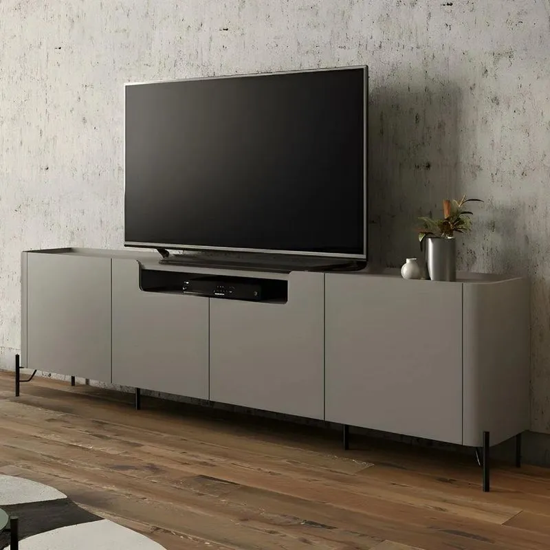 Rack Tv 85 Pol 260cm 4 Portas Lisas Blen Grigio/preto I06 - Mpozenato