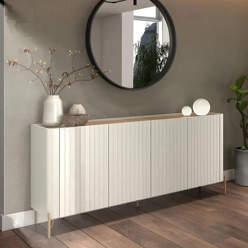 Buffet Aparador 180cm 4 Portas Brise Blen Louro/luna/dourado I06 - Mpozenato