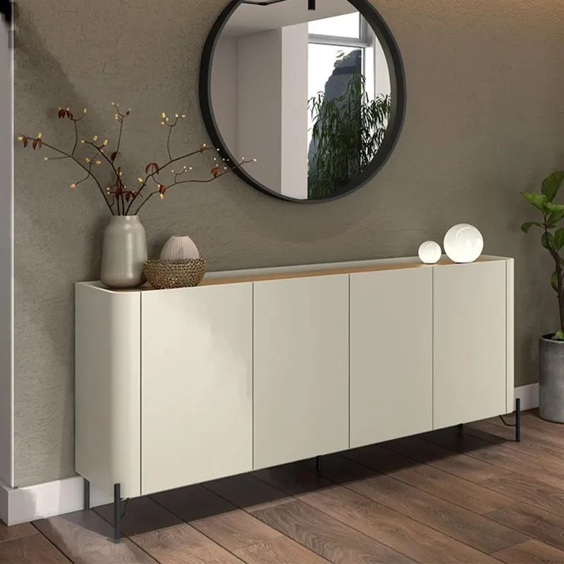 Buffet Aparador 180cm 4 Portas Lisas Blen Louro/luna/preto I06 - Mpozenato