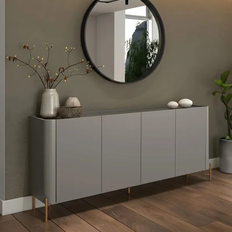 Buffet Aparador 180cm 4 Portas Lisas Blen Grigio/dourado I06 - Mpozenato
