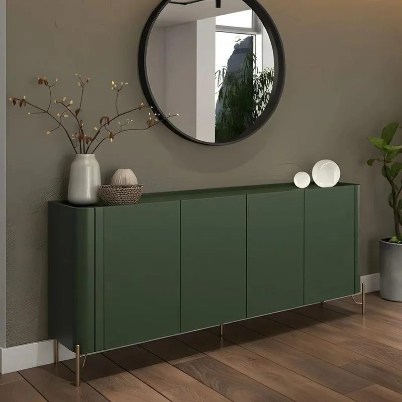 Buffet Aparador 180cm 4 Portas Lisas Blen Musgo/dourado I06 - Mpozenato