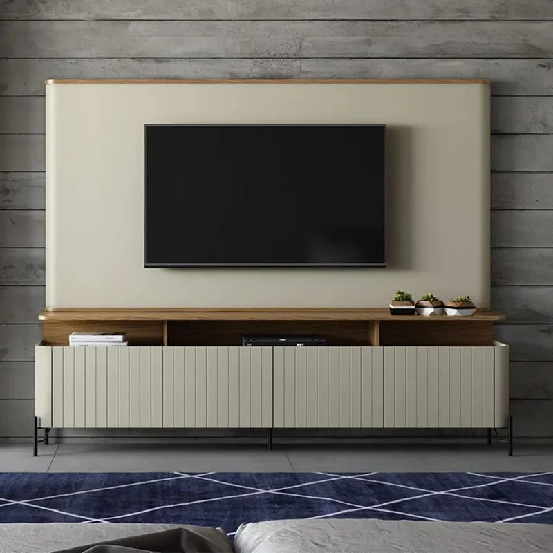 Painel Tv 55 Pol E Rack Sala Porta Brise Blen Louro/luna/preto I06 - Mpozenato