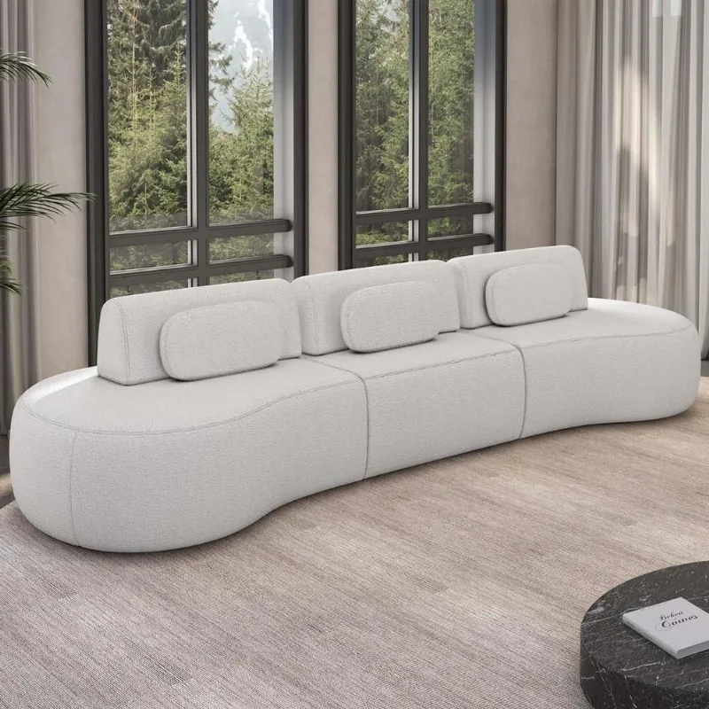 Sofá 4 Lugares 366cm Orgânico Mellanie Boucle Cru Z32 - Mpozenato