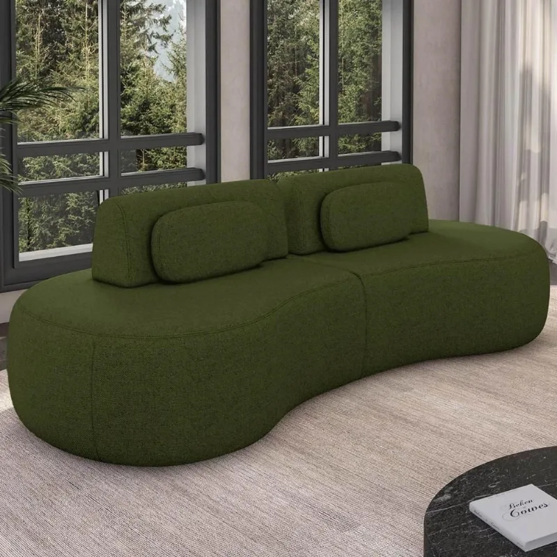 Sofá 4 Lugares 280cm Orgânico Mellanie Linho Verde Z32 - Mpozenato