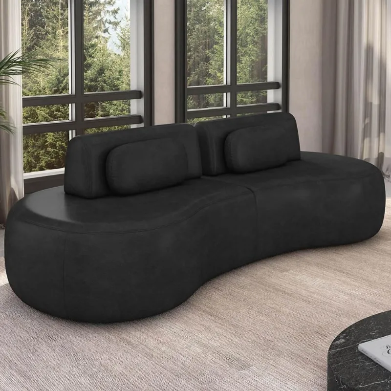 Sofá 4 Lugares 280cm Orgânico Mellanie Sintético Preto Z32 - Mpozenato