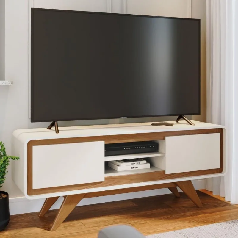 Rack Tv 55 Pol 150cm Orgânico 2 Portas Cecy Off White Z56 - Mpozenato - Mpozenato