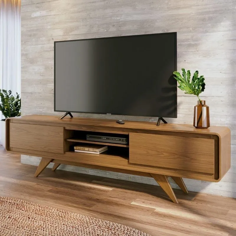 Rack Tv 75 Pol 220cm Orgânico 2 Portas Cecy Nature Z56 - Mpozenato