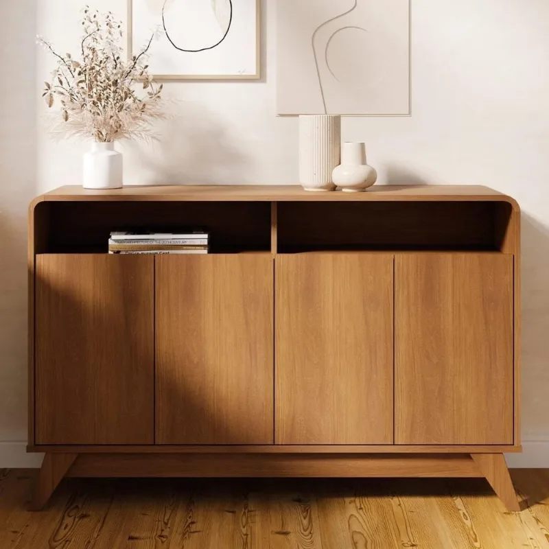 Buffet Aparador 125cm 4 Portas Orgânico Marlo Nature Z56 - Mpozenato - Mpozenato