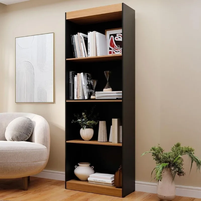 Estante Livreiro Bipartida 63cm Com Prateleiras Form Preto/nature Z56 - Mpozenato - Mpozenato