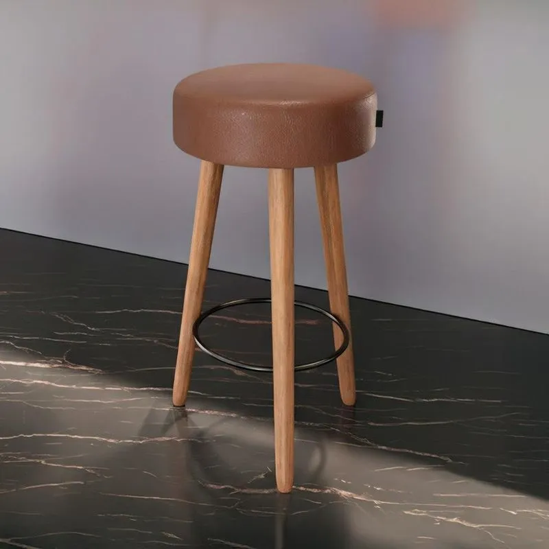 Banqueta Alta Estofada Pés Palito Hong Sintético Café S08 - Mpozenato