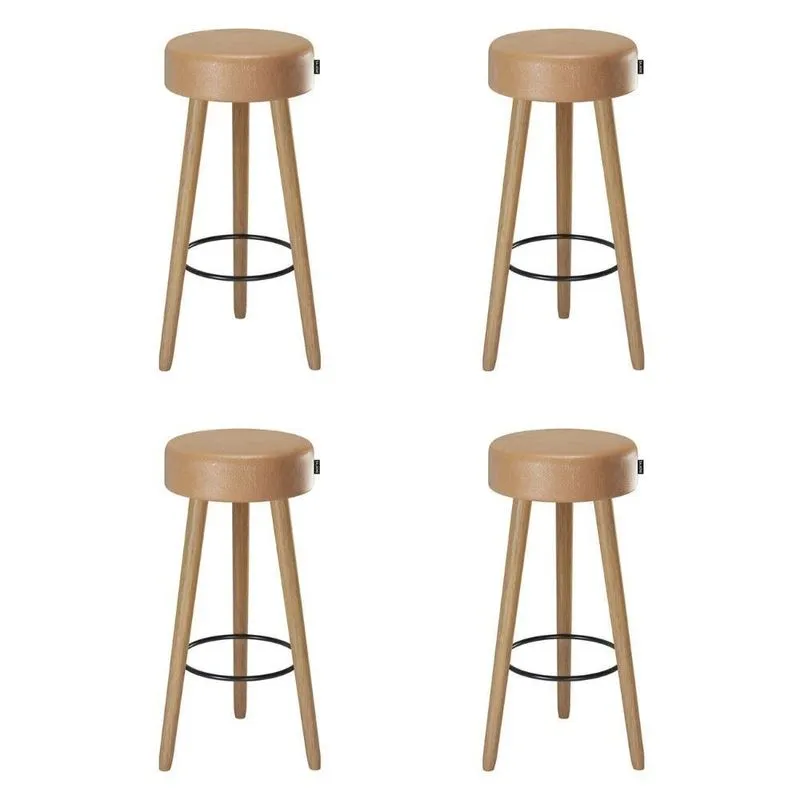 Banqueta Alta Estofada Pés Palito Kit 4 Hong Sintético Amarula S08 - Mpozenato
