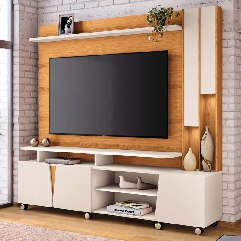 Estante Painel Tv 70 Pol 200cm Com Led Derek Cinamomo-off H01 - Mpozenato