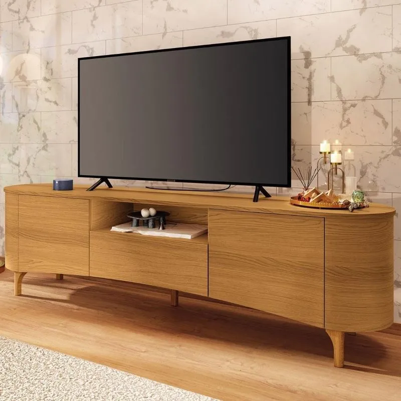 Rack Bancada Tv 80 Pol 201cm Desing Orgânico Yang Cinamomo H01 - Mpozenato