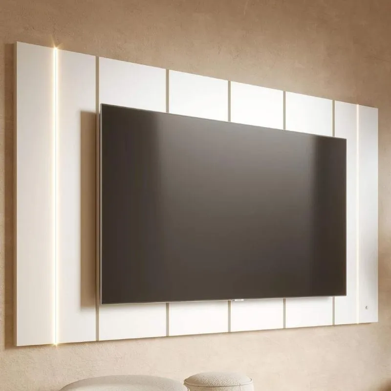 Painel Tv 75 Pol Suspenso 240cm Com Led Gior Off White C05 - Mpozenato
