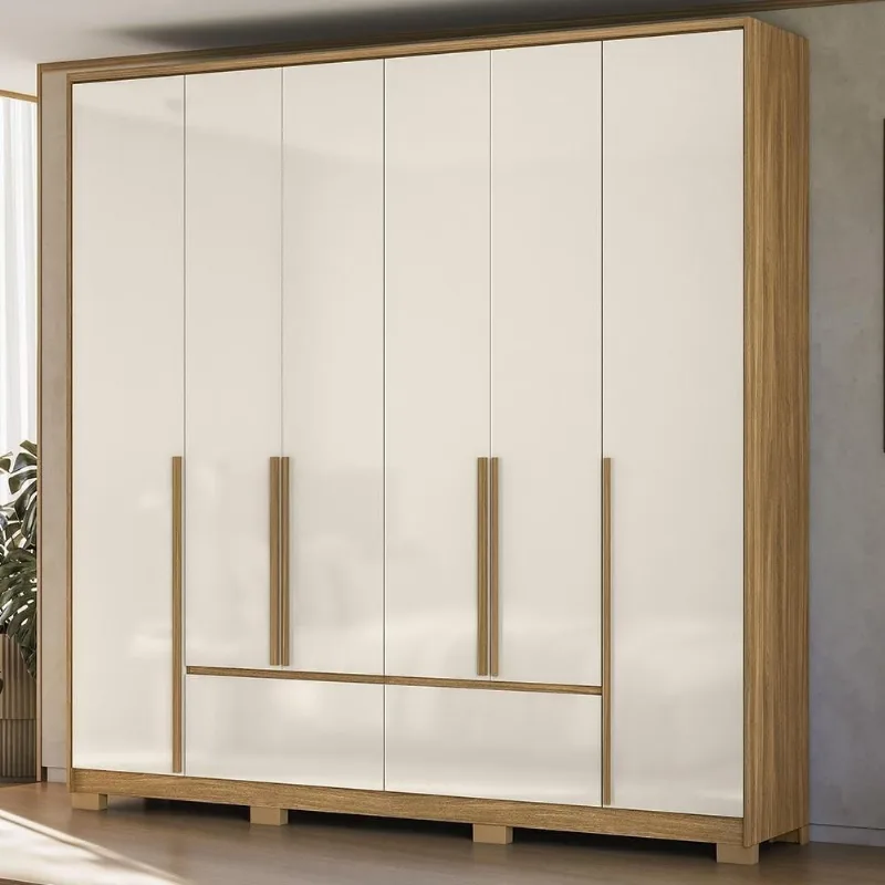 Guarda Roupa Casal Denali Z17 6 Portas de Bater 4 Gavetas Freijó-Off Mpozenato - Mpozenato