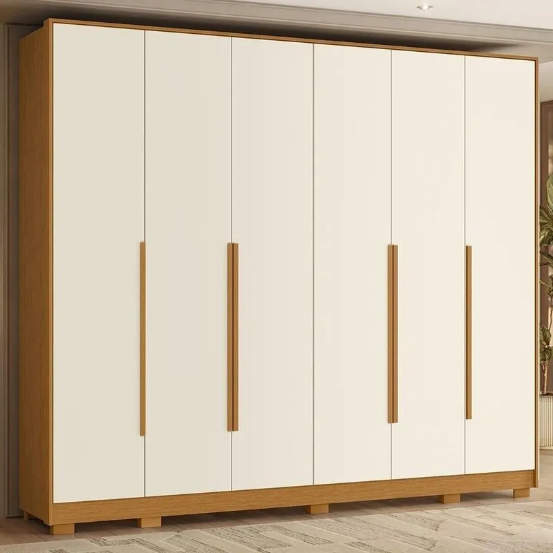 Guarda Roupa Casal Meraki A02 6 Portas 6 Gavetas 270cm Cinamomo-off Mpozenato