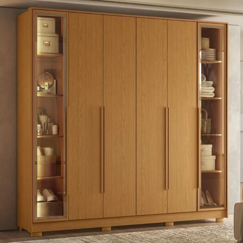 Guarda Roupa Casal Palermo A02 237cm 6 Portas com Vidro Reflecta Bronze MDP Cinamomo Mpozenato - Mpozenato