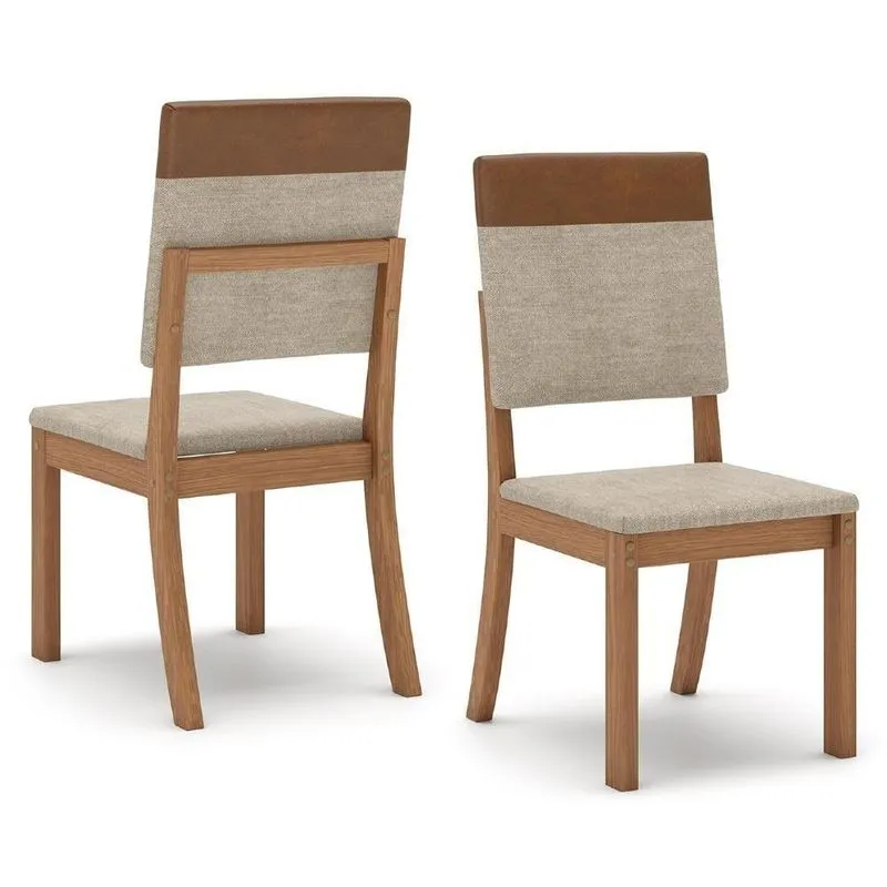 Cadeira De Jantar Estofada Maelis H02 Mdf-mdp Veludo Creme-caramelo Kit 2 Mpozenato