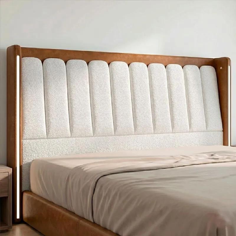 Cabeceira Cama Casal 140cm Luara Sintético Caramelo/Bouclê Creme Z37 - Mpozenato