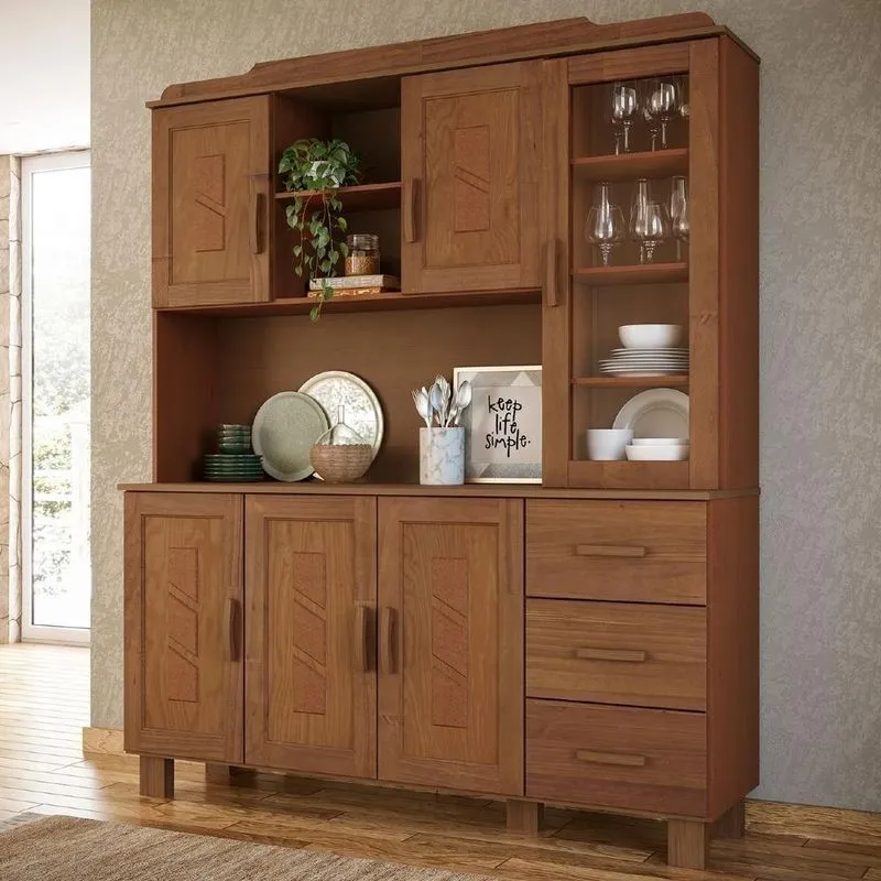 Armário De Cozinha Giana 6 Portas 3 Gavetas 156cm Castanho Mpozenato