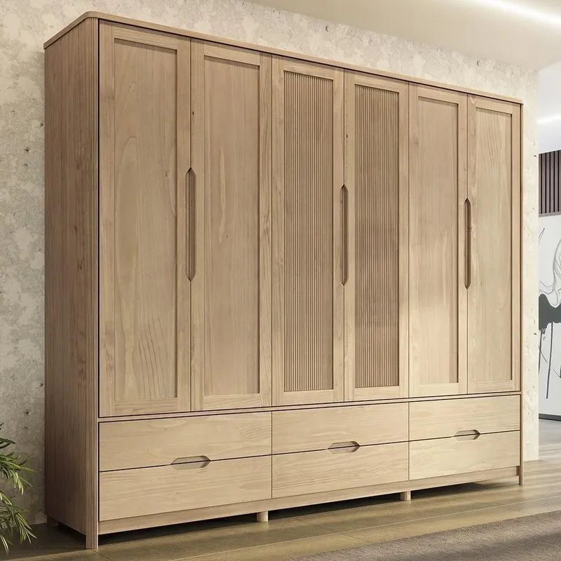 Guarda Roupa Casal Nira 6 Portas De Bater 6 Gavetas Madeira Maciça Tuari Mpozenato 262cm