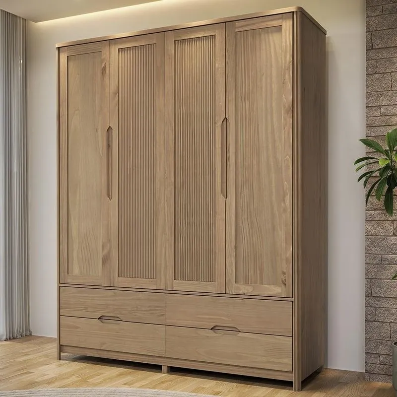 Guarda Roupa Casal 178cm 4 Portas Madeira Maciça Nira Tauari F07 - Mpozenato
