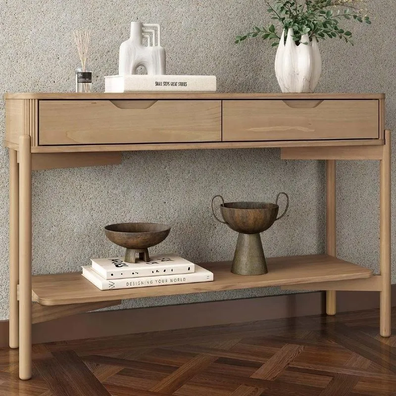 Aparador De Sala Nira Moderno 2 Gavetas Madeira Maciça 120cm Mpozenato