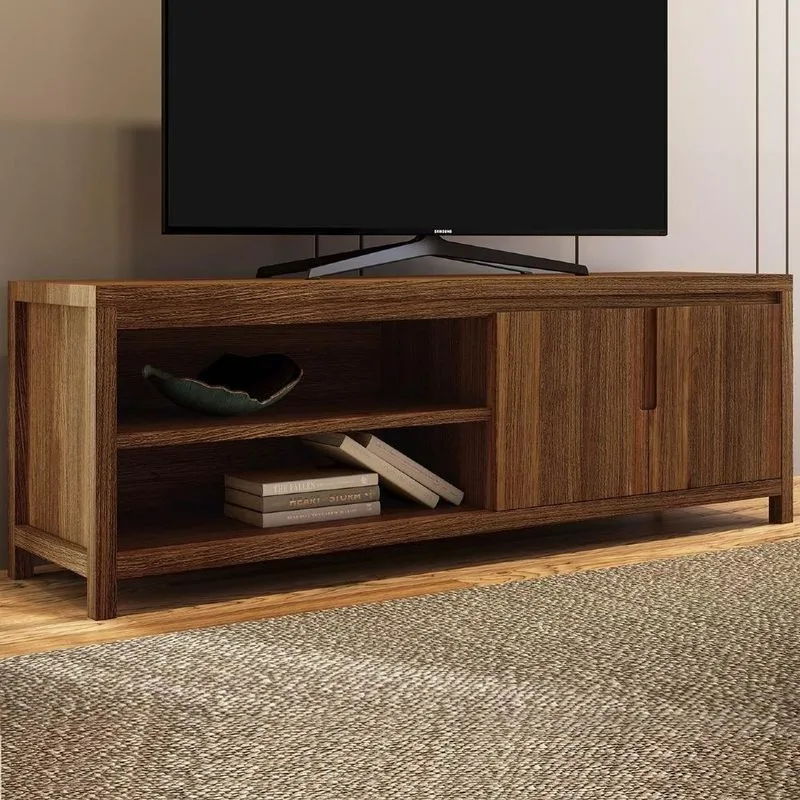 Rack TV 80" 180cm Madeira Maciça 2 Portas Castanho Floris Mpozenato