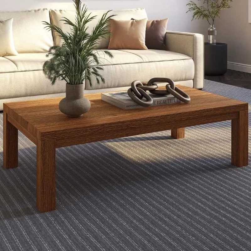 Mesa De Centro Baixa 120cm Madeira Maciça Floris Castanho F07 - Mpozenato