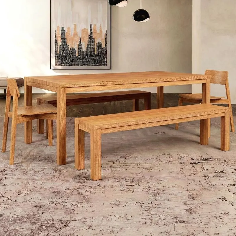 Mesa Madeira 180cm 2 Bancos E 2 Cadeiras Floris Carvalho F07 Mpozenato
