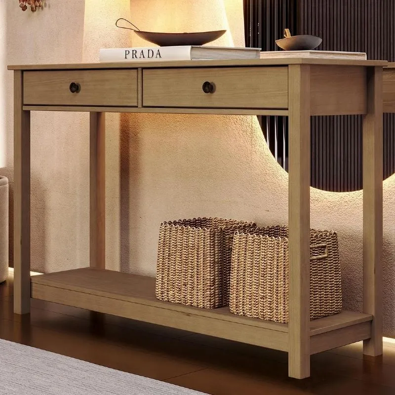 Aparador De Sala 120cm 2 Gavetas Madeira Maciça Vitalis Freijó F07 - Mpozenato
