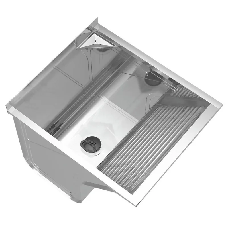Tanque de Lavar Roupa G01 46L de Sobrepor Aço Inox com Suporte Inox Mpozenato