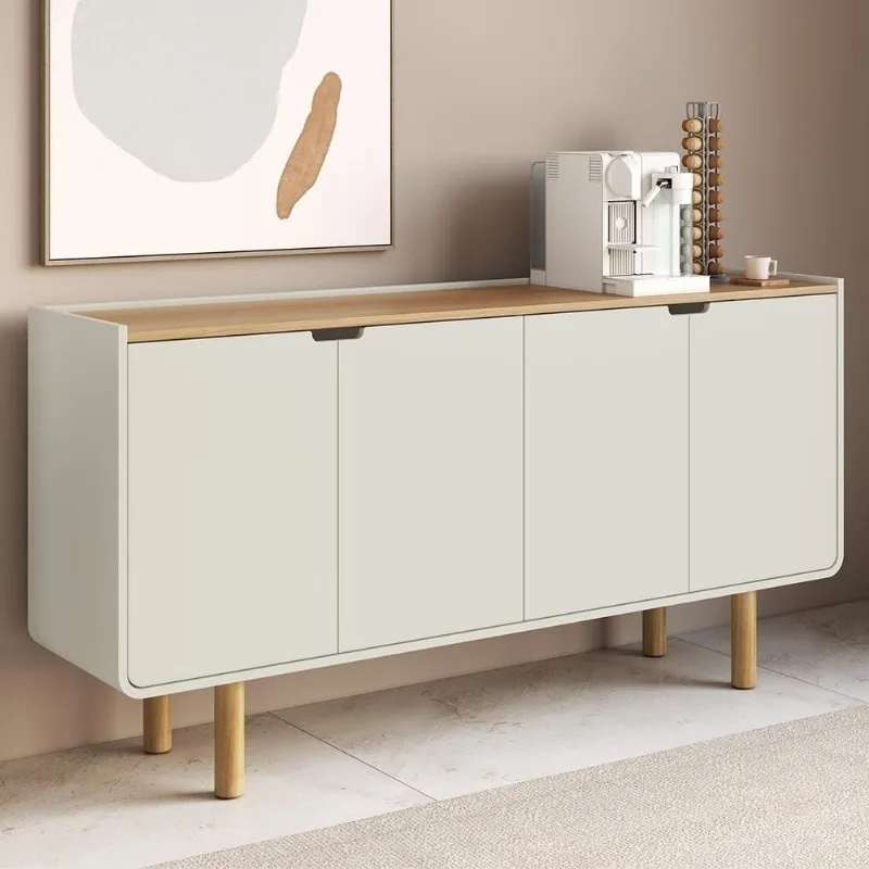 Buffet Aparador Luara 4 Portas MDF Pé Madeira Off White Mpozenato - Mpozenato
