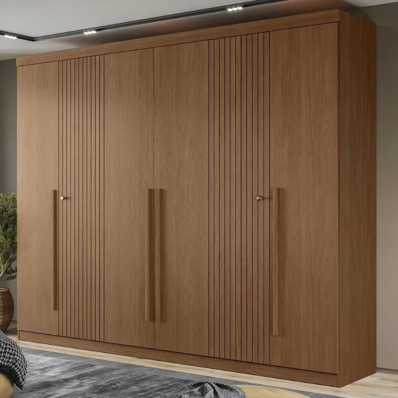 Guarda Roupa Casal Zain Jatobá S01 6 Portas 4 Gavetas MDP JATOBA Mpozenato 232CM