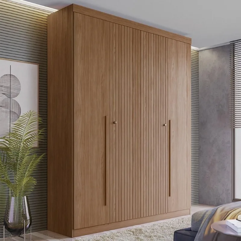 Guarda Roupa Solteiro Zain Jatobá S01 4 Portas 2 Gavetas MDP Jatoba 155CM Mpozenato