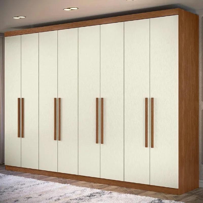 Guarda Roupa Casal Vortex 8 Portas de Bater 4 Gavetas MDP Jatobá-areia Mpozenato 239CM