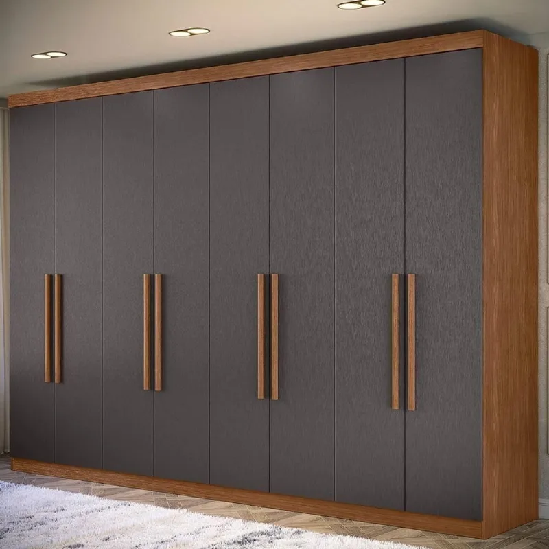 Guarda Roupa Casal Vortex 8 Portas de Bater 4 Gavetas MDP Jatobá-grafite Mpozenato 239CM