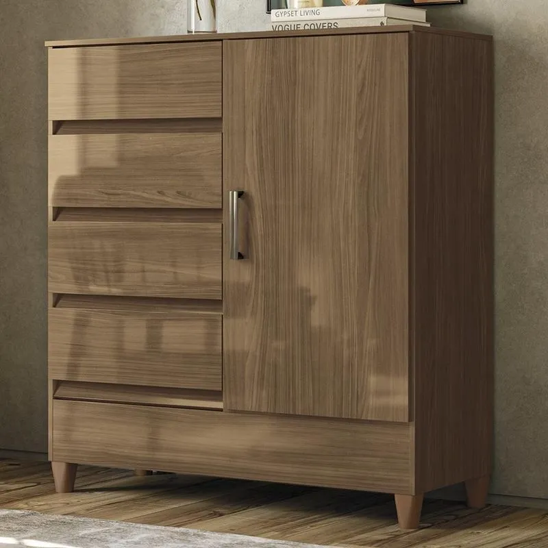 Cômoda Quarto 90cm 8 Gavetas 1 Porta Thales Jequitibá S01 - Mpozenato
