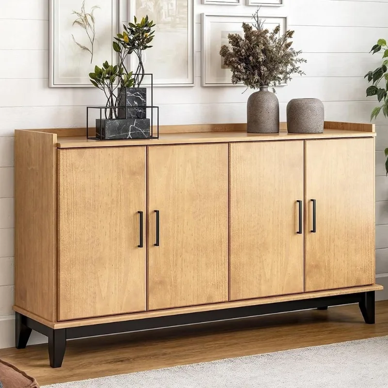 Buffet Aparador Z25 Rústico 4 Portas Madeira Maciça 152CM Marrom Mpozenato - Mpozenato